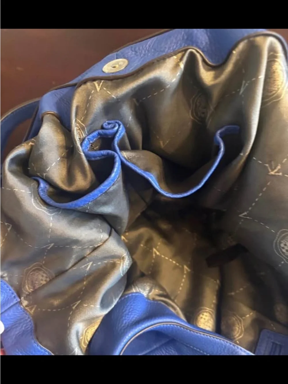 Vince Camuto Blue Leather Hobo Bag with Gold Hardware